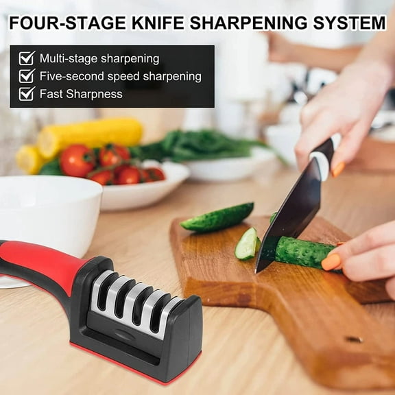 4 Stage Kitchen Knife Sharpener Professional Ceramic Diamond Steel Sharpening