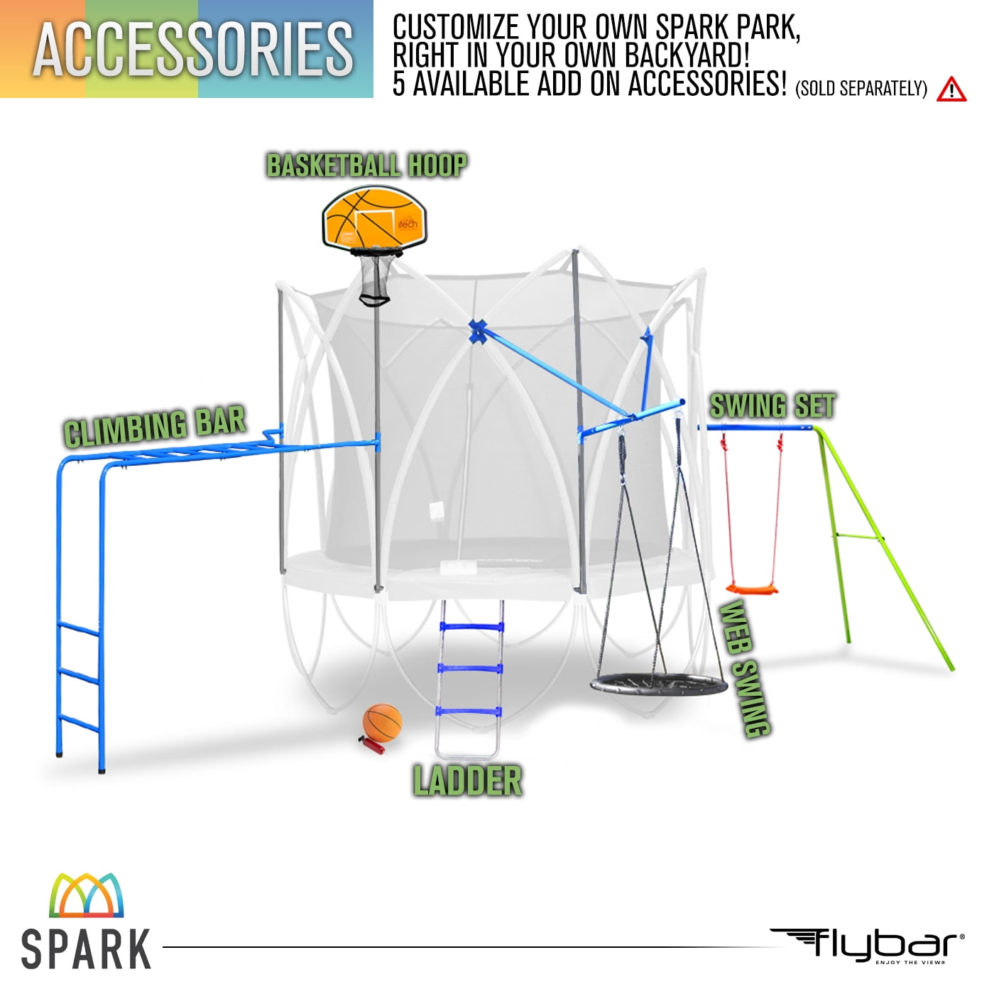 Spark 8-Foot Trampoline, with Safety Enclosure, Green