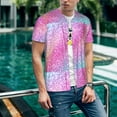thumbnail image 6 of Zufioo Fun Rainbow Pink Print Men's Baseball Short Sleeve, Moisture Wicking Button-Down Hip Hop Tee-4X-Large, 6 of 7
