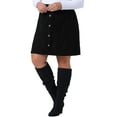 thumbnail image 4 of Agnes Orinda Women's Plus Size Corduroy Skirts Elastic Waist Button Down Fall Winter Short Mini Skirt with Pockets 3X Black, 4 of 7