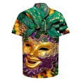 thumbnail image 4 of Aloohaidyvio Mens Mardi Gras Clothing Hawaiian Shirt for Men Loose-Fit Short Sleeve Button Down Beach Casual Shirts Mardi Gras Shirts, 4 of 5