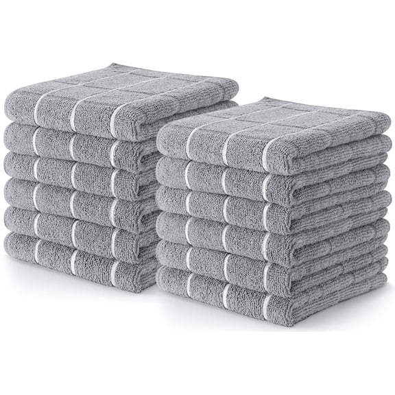 Utopia Towels 12 Pack Wash Cloths Set, 12 by 12 Inches, Highly Absorbent and Super Soft Microfiber Fingertip Towels, Multi-Purpose Washcloths for Bathroom, Kitchen, Hotel, Spa, and Gym Grey