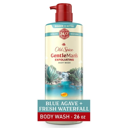 Old Spice GentleMan's Exfoliating Body Wash Pump, Scent of Blue Agave   Fresh Waterfall, 24/7 Shower Fresh, 26oz