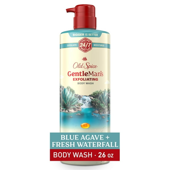 Old Spice GentleMan's Exfoliating Body Wash Pump, Scent of Blue Agave   Fresh Waterfall, 24/7 Shower Fresh, 26oz