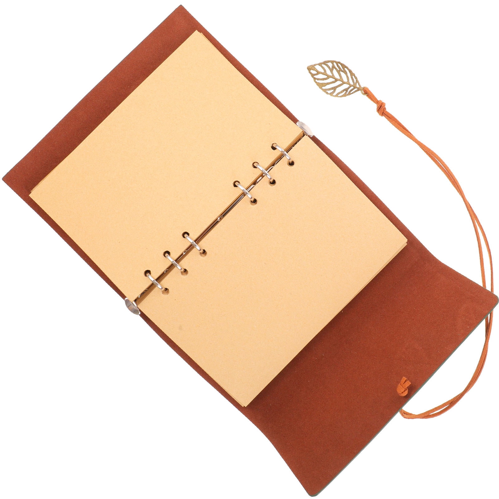 GOOHOCHY Vintage Style Leaf Leaves Pattern PU Cover Loose-leaf String Bound Blank Notebook Notepad Travel Journal Diary Jotter - Size L (Green)