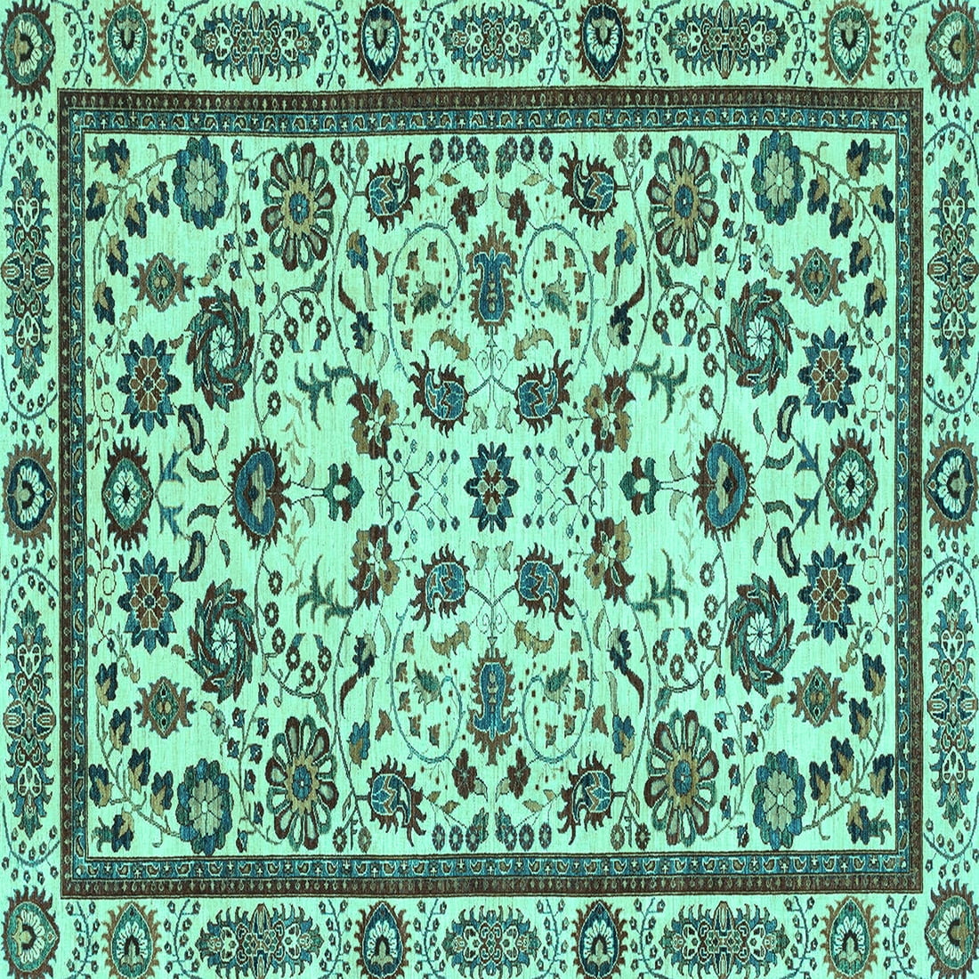 Ahgly Company Indoor Square Abstract Turquoise Blue Modern Area Rugs, 7 ...