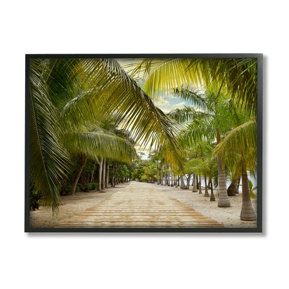 Stupell Industries Tropical Boardwalk Path Landscape Photography Black Framed Art Print Wall Art, 14 x 11