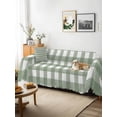 thumbnail image 3 of Sage Green Buffalo Plaid Couch Cover for 2 Cushion Sofa, Farmhouse Green White Checkered Washable Loveseat Sofa Covers Slipcover for Sectional Sofas L-Shaped, Couch Throw Cover 71"x118", 3 of 9