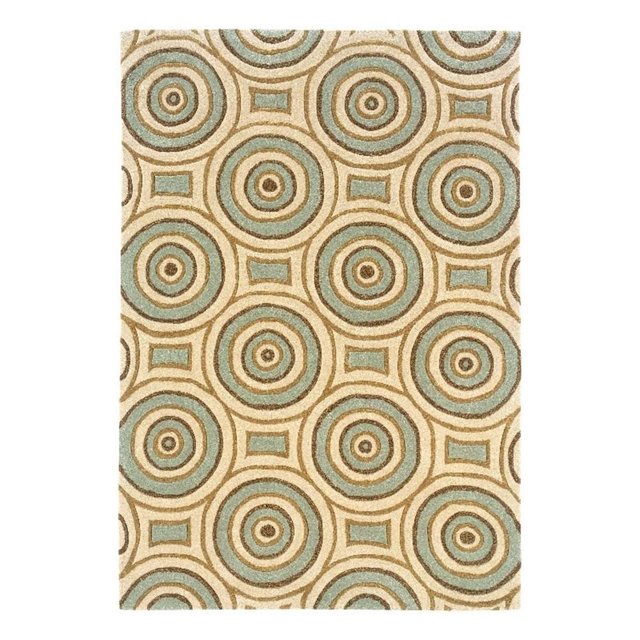Bowery Hill Tapis Moderne en Polyester 5'x7' Crème & Aqua