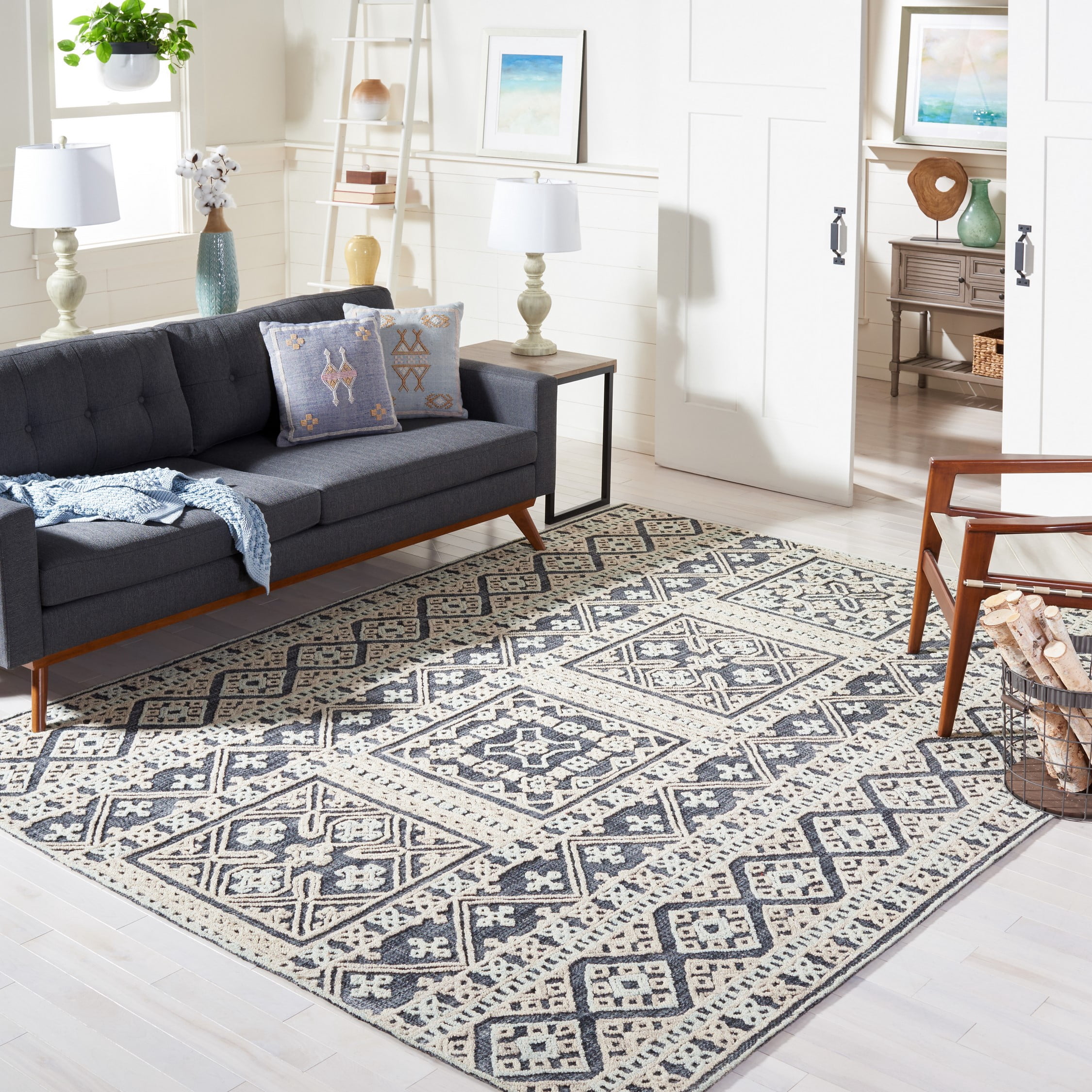 SAFAVIEH Aspen Katina Geometric Area Rug, Charcoal, 9' x 12'