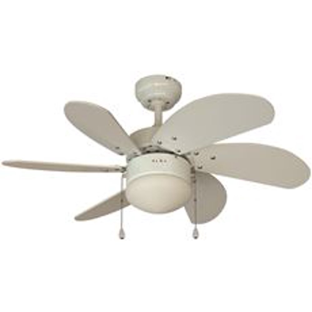 ROYAL COVE 6BLADE DUALMOUNT CEILING FAN WITH LIGHT KIT, WHITE, 30 IN