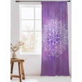 thumbnail image 3 of Sheer Curtains 84 Inches Long, Boho Floral Semi Sheer Curtains Light Filtering Window Treatment, Purple Flowers Vintage Bohemian Watercolor Privacy Voile Drapes for Living Room Bedroom 52x84 Inch, 3 of 7