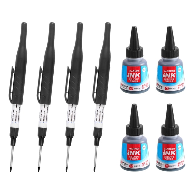 Marcadores de Agujeros Profundos, 4Set bolígrafo recargable con tinta extra, Negro