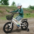 thumbnail image 7 of Kids Bike 16Inch Girls Bike for 6-14 Years Old Girls Boys Bicycle With Kickstand Training Wheels Riding Handbrake Streamer Basket, 7 of 7