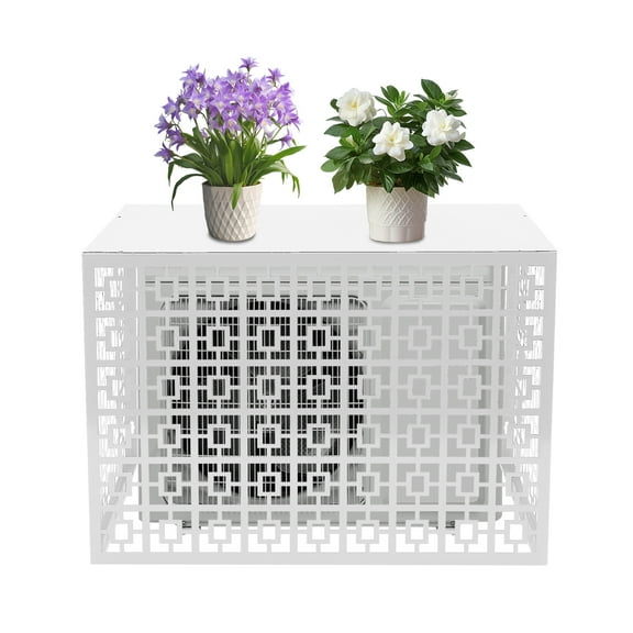 White 2-3P 4 Side 110 * 80 * 55cm Aluminium Privacy Fence Screen for Outdoor Air Conditioner - for Freestanding AC Units and Pool Equipment - Garden Privacy Screen