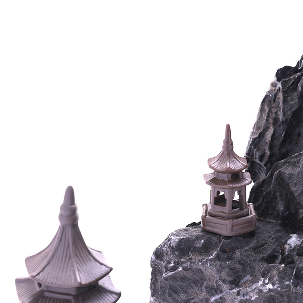 2 pcs  Decorative Pavilion Model Adornment Fish Tank Ornament Aquarium Accessory