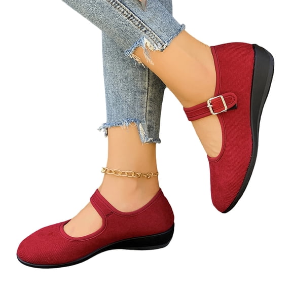 Willtoo Women's Mary Jane Flats with Strap,Round Toe Mesh Fabric Ballet Flat Shoes Shallow Toe Elegant Solid Color Casual Shoes