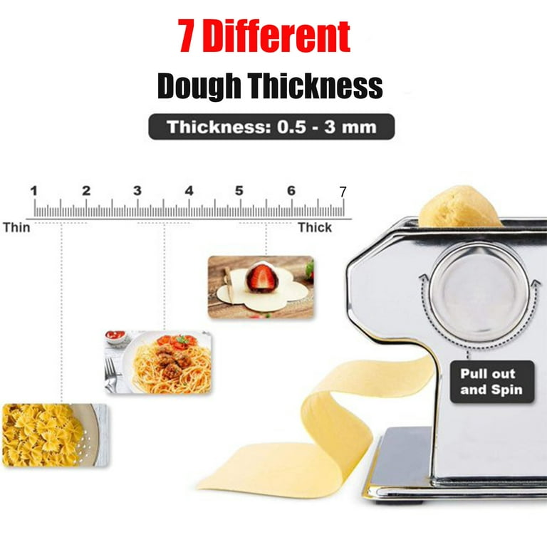  GOURMEX Pasta Maker Machine Stainless Steel Manual, With  Adjustable Thickness Settings, Perfect for Homemade Spaghetti Fettuccini  Noodles and Lasagna