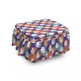 thumbnail image 1 of Tropical Ottoman Cover, Exotic Pineapples Leaves, 2 Piece Slipcover Set with Ruffle Skirt for Square Round Cube Footstool Decorative Home Accent, Standard Size, Dark Indigo Multicolor, by Ambesonne, 1 of 5