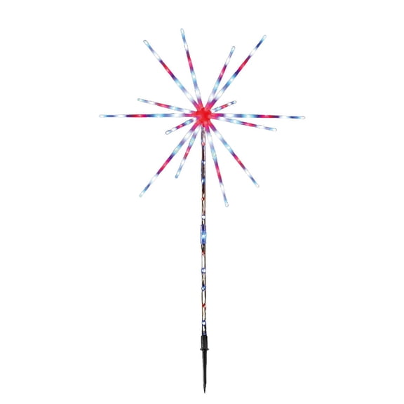 Indoor/Outdoor LED Sparkling Starburst Lawn Stake, Red/White/Blue, 35", Patriotic by Way To Celebrate