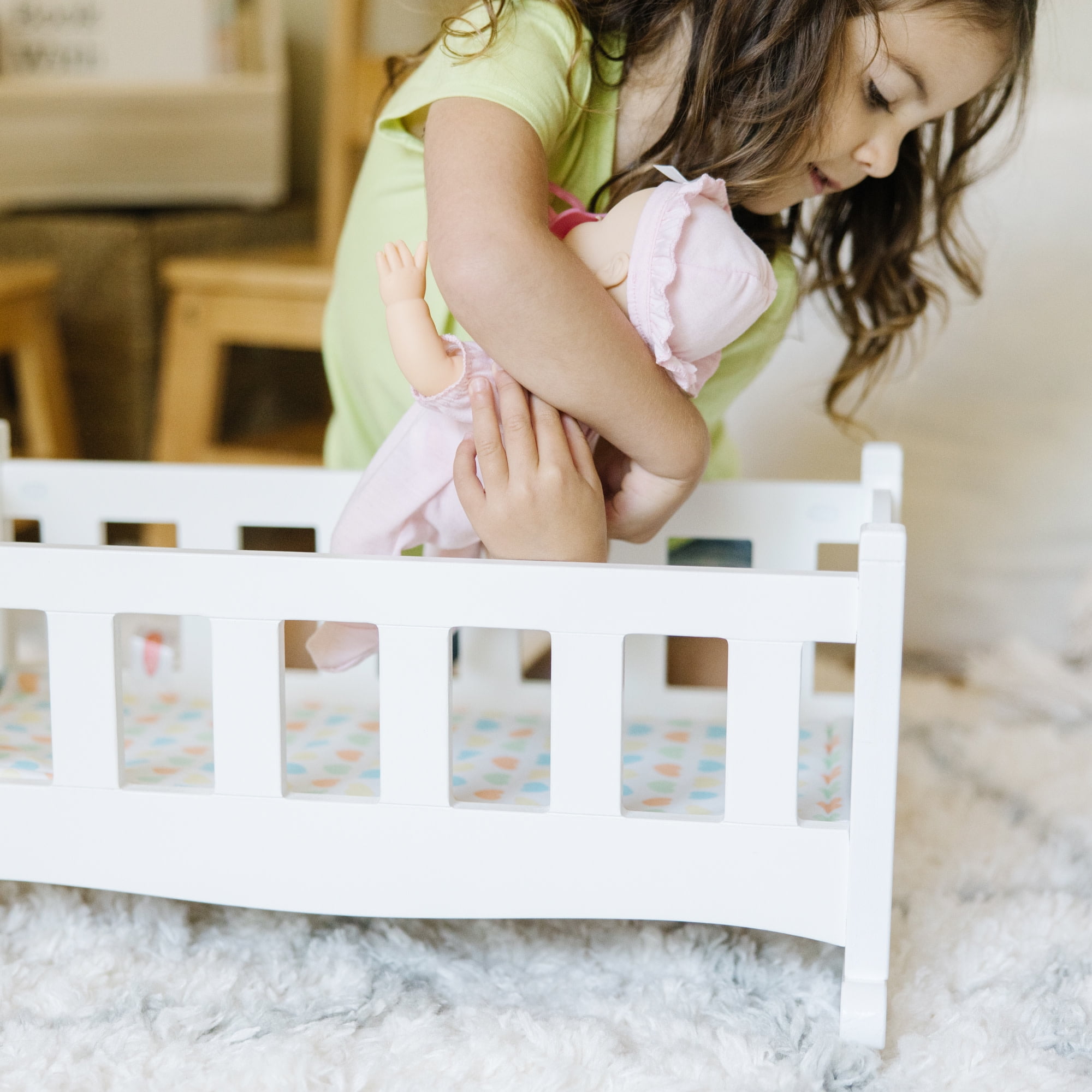 Melissa & doug wooden doll crib shop