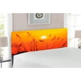 thumbnail image 2 of Birds Headboard, Bulrushes Against Sun Rays over Sky in Sunset with Flying Bird Theme Wildlife Image, Upholstered Decorative Metal Bed Headboard with Memory Foam, Full Size, Yellow Red, by Ambesonne, 2 of 4