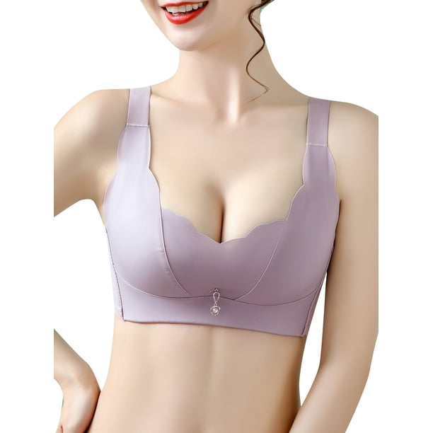 Sujetador para mujer fino con relleno, sin aros, suave, talla grande