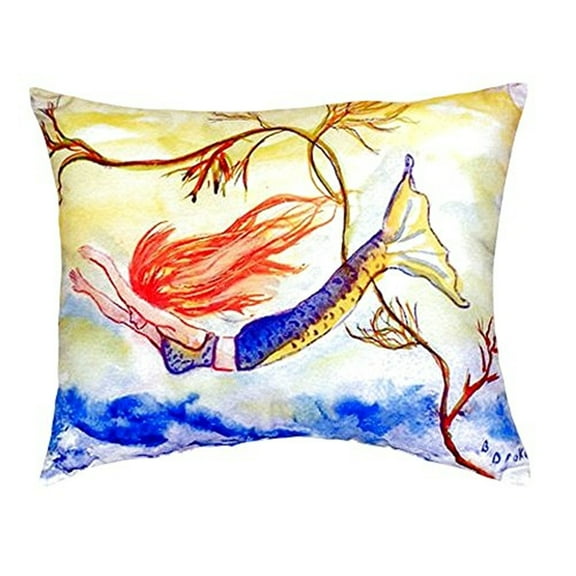 Betsy Drake Interiors Diving Mermaid Indoor/Outdoor Lumbar Pillow