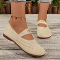 thumbnail image 6 of Wide Toe Box Flats Shoes Women Knit Ballet Flats Mary Jane Dress Flat Wide Width Walking Shoes Slip-on with Strap Beige 43, 6 of 6