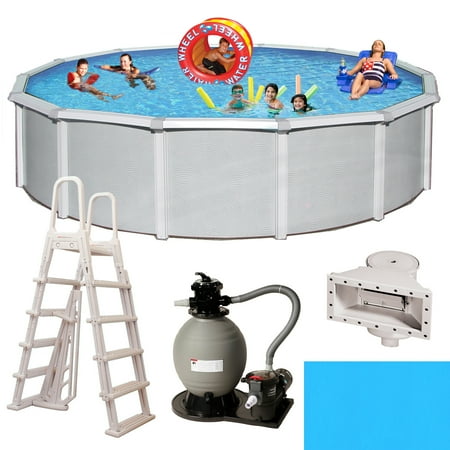 Roll Top Cover Rail - Blue Wave Samoan Round 52-in Deep 8-in Top Rail Metal Wall Swimming Pool Package