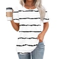 thumbnail image 2 of Lmnyox Striped Blouses for Women Casual Short Sleeve Crew Neck Loose Summer Shirts Fashion Tunic Tops 2025, 2 of 5
