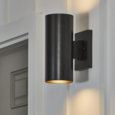 Better Homes & Gardens 10"H Contemporary Indoor Wall Sconce, Black Metal E26 Sockets Bulbs Not Included