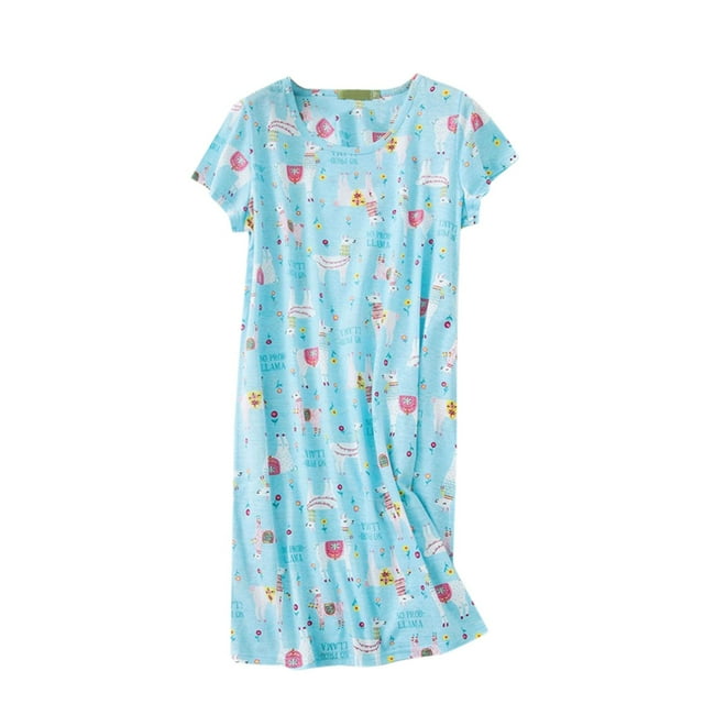 2025 Chemise de Nuit en Coton pour Femmes Pyjama Chemise de Nuit avec Boutons Manches Courtes Chemise Décontractée Chemises de Nuit en Coton pour Femmes Pyjama Imprimé