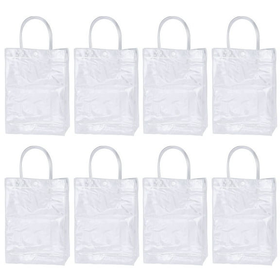 HEMOTON Clear Tote Bag Made of Durable PVC Perfect for Storage Use Gifts Wrap with Handle 8 Pieces