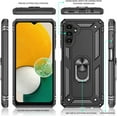 thumbnail image 2 of Galaxy A13 5G Case, Samsung A13 5G Case with HD Screen Protector, [Military-Grade] Magnetic Ring Holder Kickstand Shockproof Protective Phone Case for Samsung Galaxy A13 5G, Black, 2 of 14
