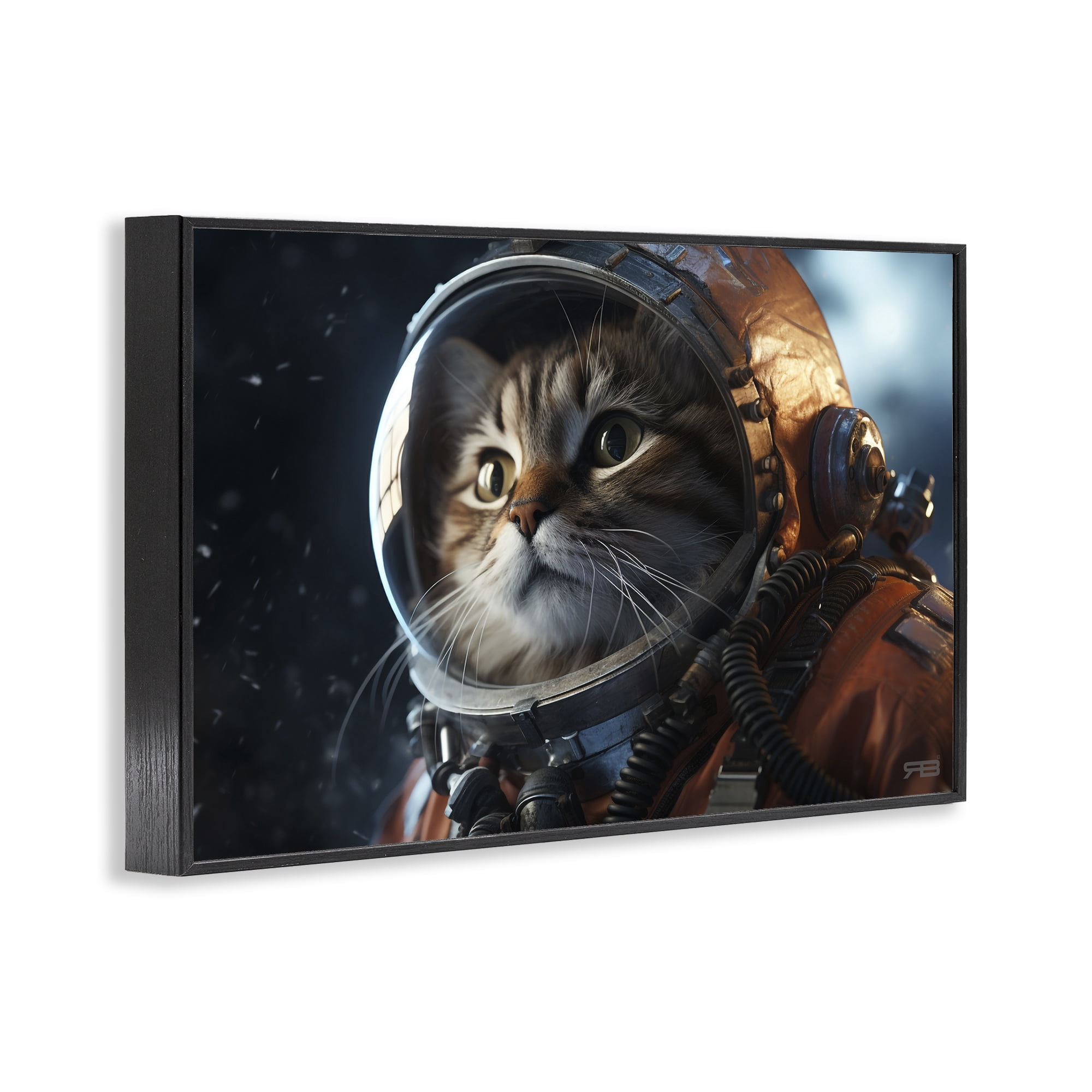 Stupell Industries Astronaut Cat in Space Animals & Insects Painting Black Framed Art Print Wall Art, 30 x 20