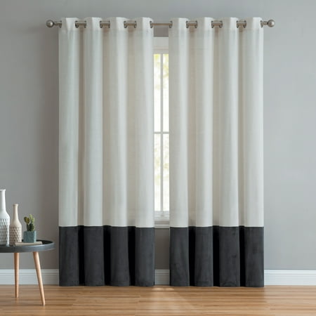 Velvet Drapery - Mainstays Joselyn Linen Velvet Grommet Top Curtain Panel