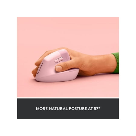 Logitech - Lift Vertical Wireless Ergonomic Mouse with 4 Customizable Buttons - Rose