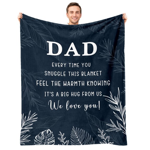 Cozy Flannel Fleece Throw Blanket with Heartfelt Dad Message – Soft, Warm, and Machine Washable – Perfect for Father'S Day, Family Bonding, and Everyday Comfort, Dad Gift Flannel Fleece