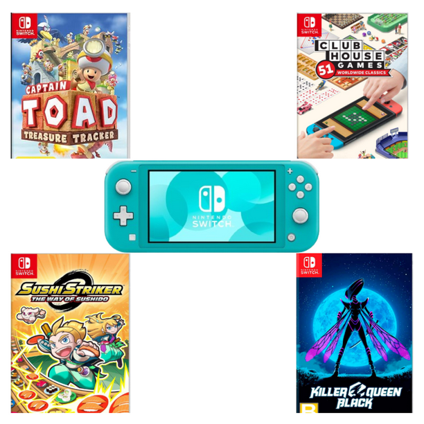 Nintendo Switch Lite Game Console with One Puzzle Game - Turquoise (Refurbished)