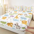 thumbnail image 3 of Feelyou Giraffe Lion Dino Full Size Sheets, Tiger Zebra Wildlife Kid Bed Sheets, 4pcs, 3 of 7