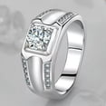 thumbnail image 2 of 4-style Men's Wedding Round AAA CZ Claw Band 925 Silver Men 1ct Ring Size 6.5-12, 2 of 5