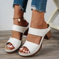thumbnail image 3 of Rokment Womens Platform High Heels Slip on Dressy Sandals 2026 Summer Fashionable Leather Fish Mouth Open Toe Chunky Block Heeled Orthotic Dress Slides Shoes for Ladies White Size 9, 3 of 7