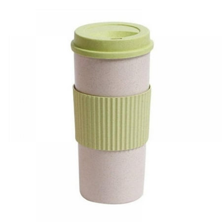 

Angmile Travel Mug Leakproof Wheat Fibre BPA-Free Double Wall Insulation Reusable Coffee Cups On-The-Go Travel Mug Screw Tight Lid Textured Grip Ultra Lightweight
