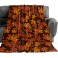 thumbnail image 5 of Flannel Fleece Throw Blanket for Couch Bed Sofa Travel Autumn Thanksgiving Farm Fallen Leaves Fuzzy Soft Lightweight Blankets Plush Warm Cozy Bedspread Throws Orange Maple Leaf 60x80in, 5 of 6