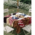 thumbnail image 3 of Square Outdoor Tablecloth with Umbrella Hole 4th of July Outside Table Cloth Waterproof Patio Table Cover Independence Day Dogs Blue Red Stars Zipper Tablecloths for Picnic Party Camping 54x54 Inch, 3 of 8