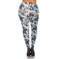 thumbnail image 3 of Plus Size Floral Print, Full Length Leggings In A Slim Fitting Style With A Banded High Waist Multi, 3 of 5