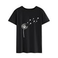 thumbnail image 4 of Xuanfei Women Floral Dandelion Paw Print Short Sleeve Round Neck T-Shirt, 4 of 8