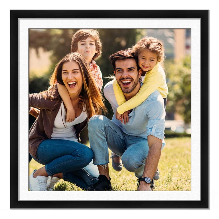 17x17 Frame Black With White Picture Mat For 17x17 Photo - Black