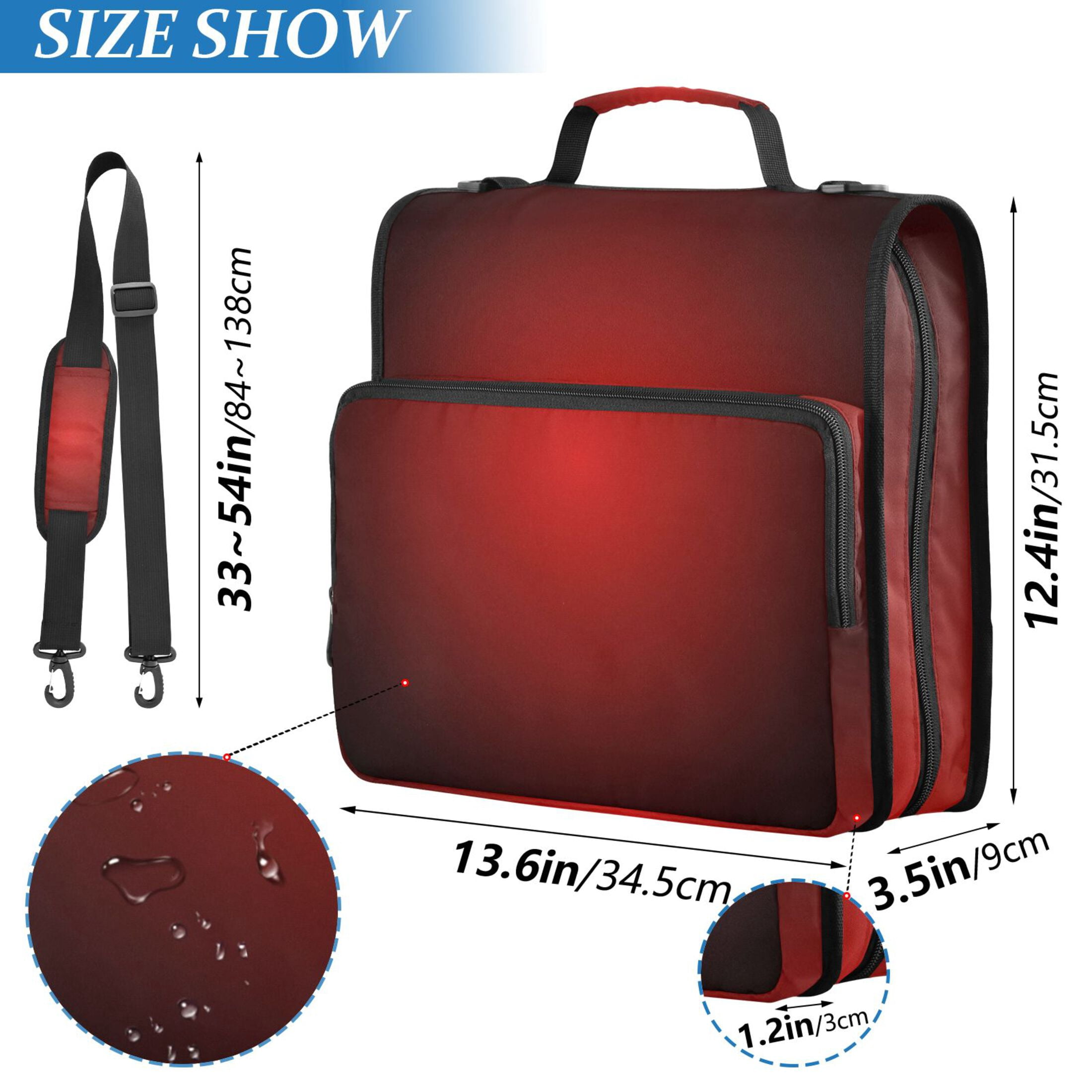 ALAZA Zipper Binder Gradient Red 3 Ring Trapper Keeper File Folder Organizer Bag